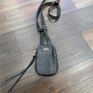 Aimee Kestenberg Black Pebbled Leather Crossbody Belt Bag